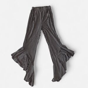 Black and White Striped Flare Pants